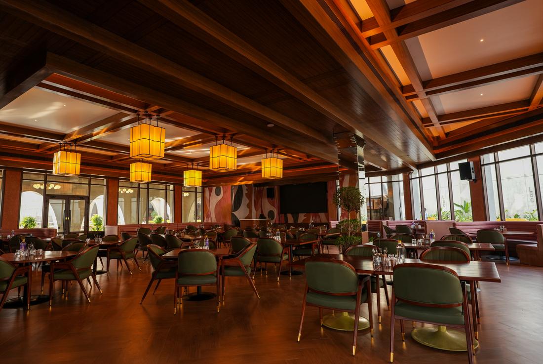 Warm-lit interior lounge seating at Legacy Brewing Company