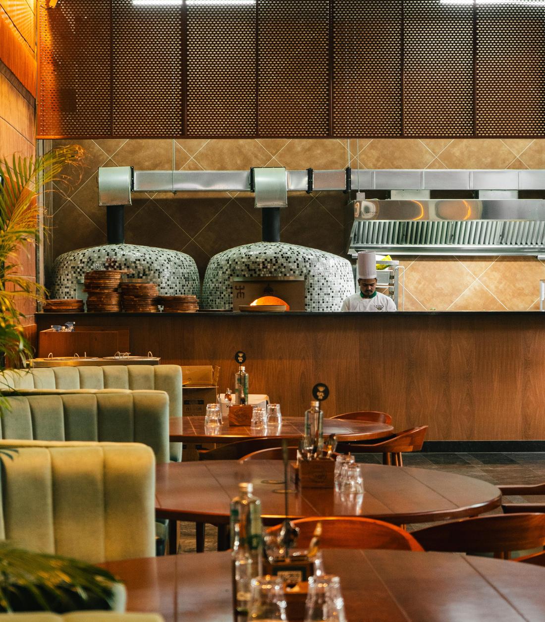 Open wood-fired pizza oven